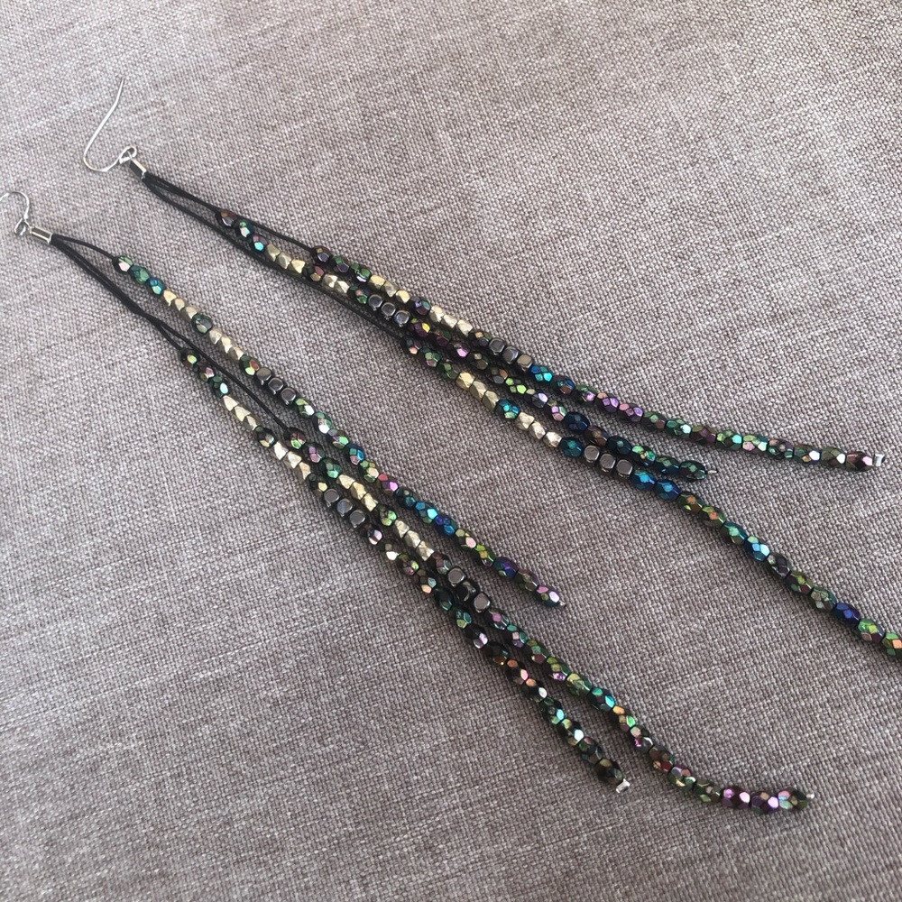 Drop Dangle Earring Oil Slick Beads